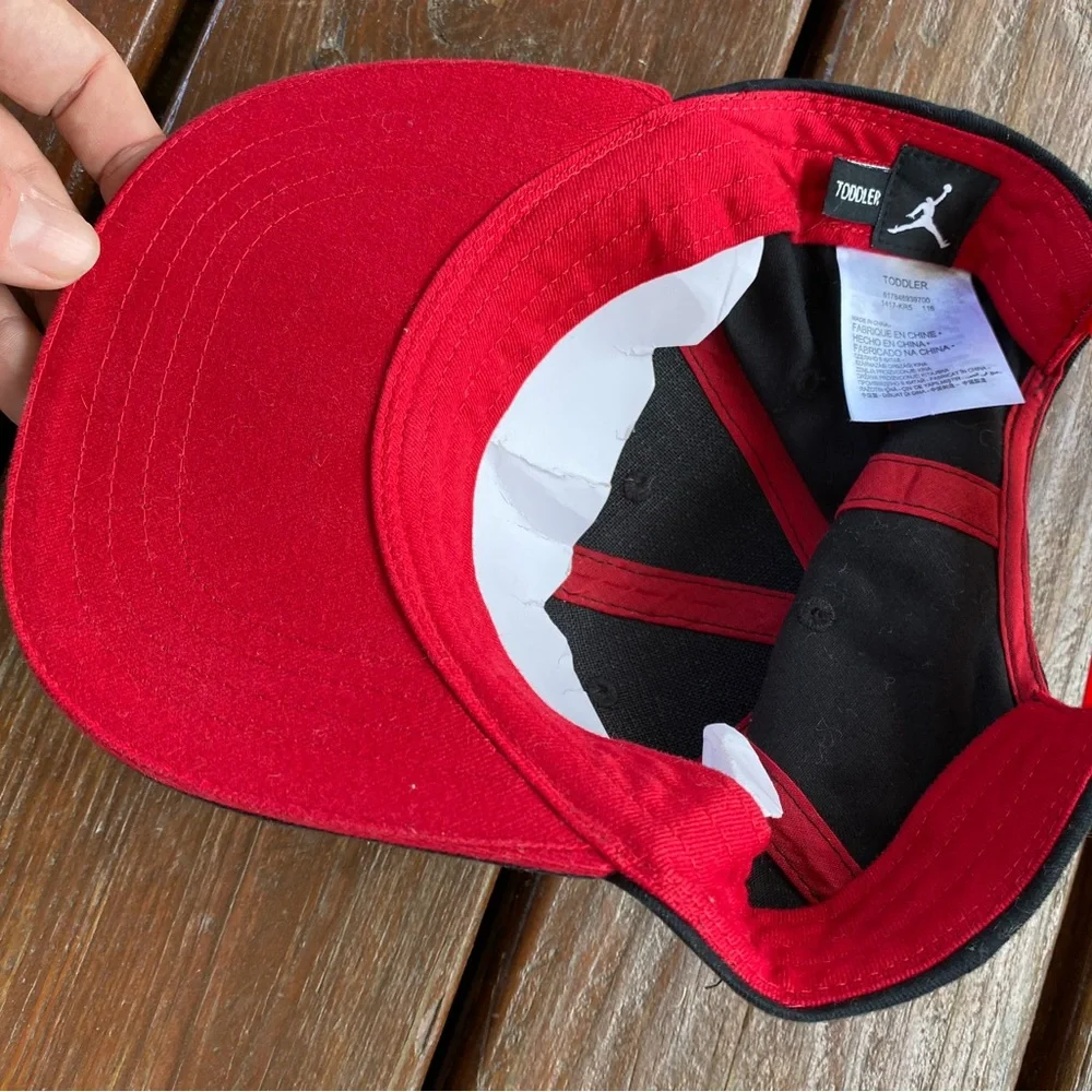 NEW Jordan Black and Red Snapback Hat toddler size with Holographic Logo